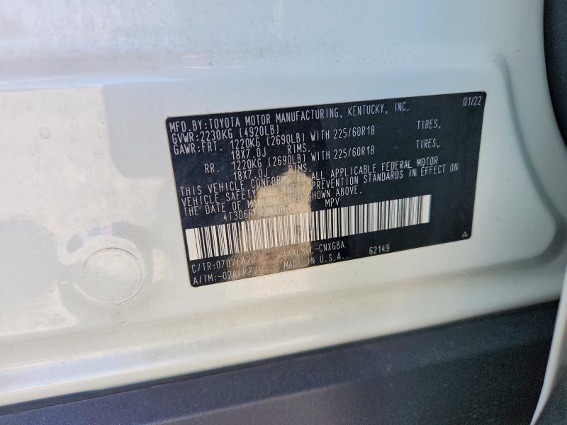 70432646 :رقم المزاد ، 4T3D6RFV2NU067645 vin ، 2022 Toyota Rav4 مزاد بيع