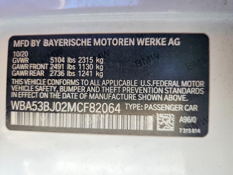 Продажа на аукционе авто 2021 Bmw 540, vin: WBA53BJ02MCF82064, номер лота: 69438656