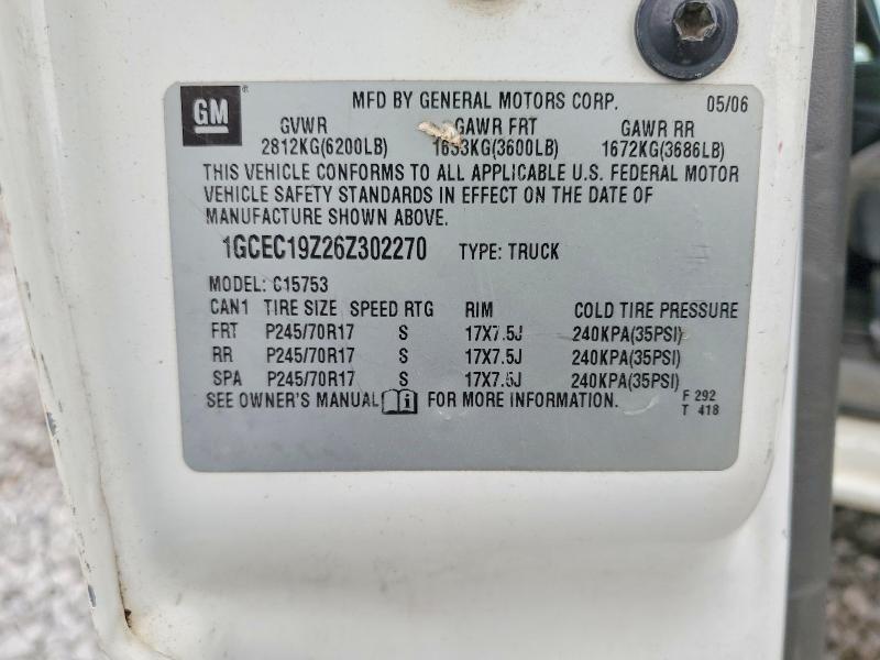 2006 Chevrolet Silverado მანქანა იყიდება აუქციონზე, vin: 1GCEC19Z26Z302270, აუქციონის ნომერი: 69037726