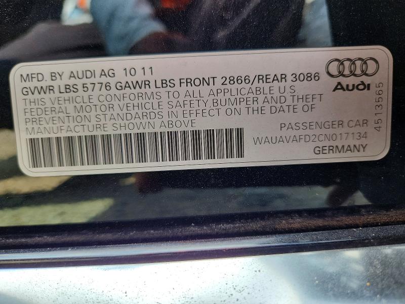 2012 Audi A8 მანქანა იყიდება აუქციონზე, vin: WAUAVAFD2CN017134, აუქციონის ნომერი: 68173476