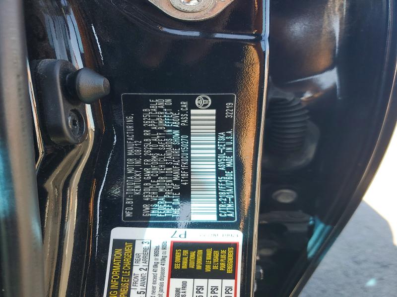 70886566 :رقم المزاد ، 4T1BF1FK0CU150270 vin ، 2012 Toyota Camry مزاد بيع