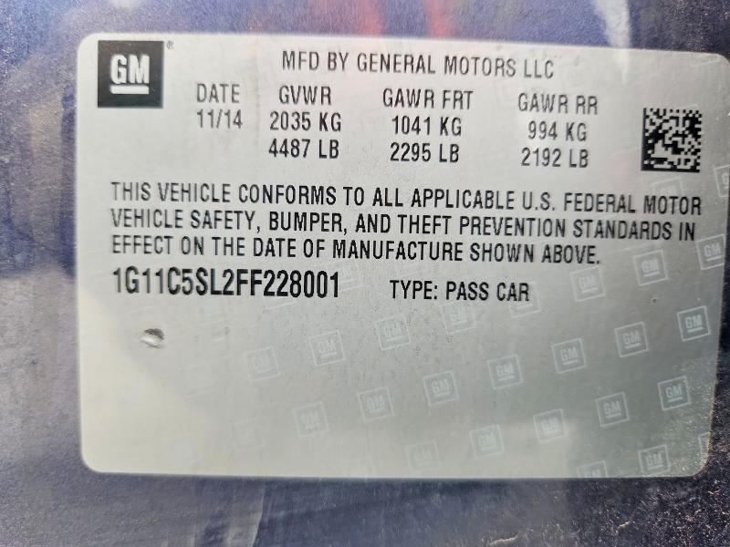 Продажа на аукционе авто 2015 Chevrolet Malibu, vin: 1G11C5SL2FF228001, номер лота: 67531636