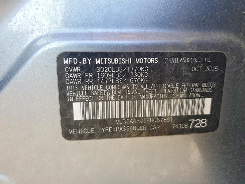 Aukcja sprzedaży 2015 Mitsubishi Mirage, vin: ML32A4HJ1FH057881, numer aukcji: 70510856