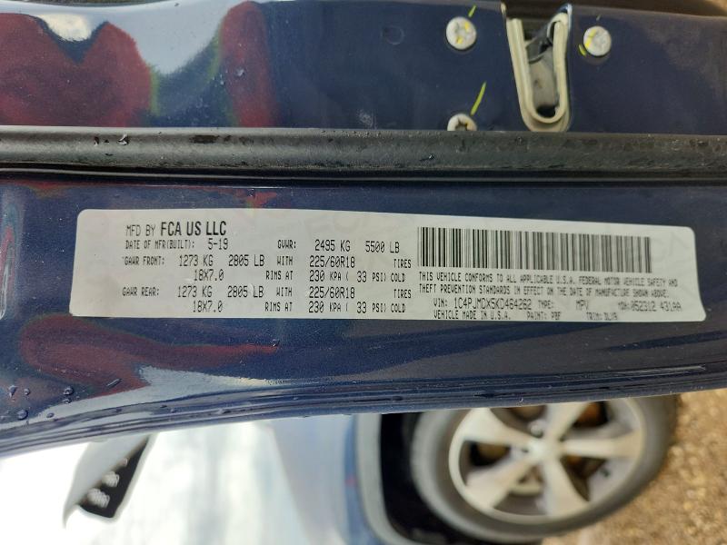 68860406 :رقم المزاد ، 1C4PJMDX5KD464262 vin ، 2019 Jeep Cherokee مزاد بيع