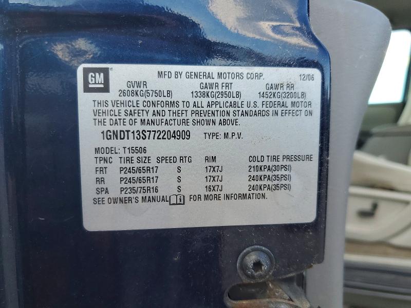 67646936 :رقم المزاد ، 1GNDT13S772204909 vin ، 2007 Chevrolet Trailblazer مزاد بيع