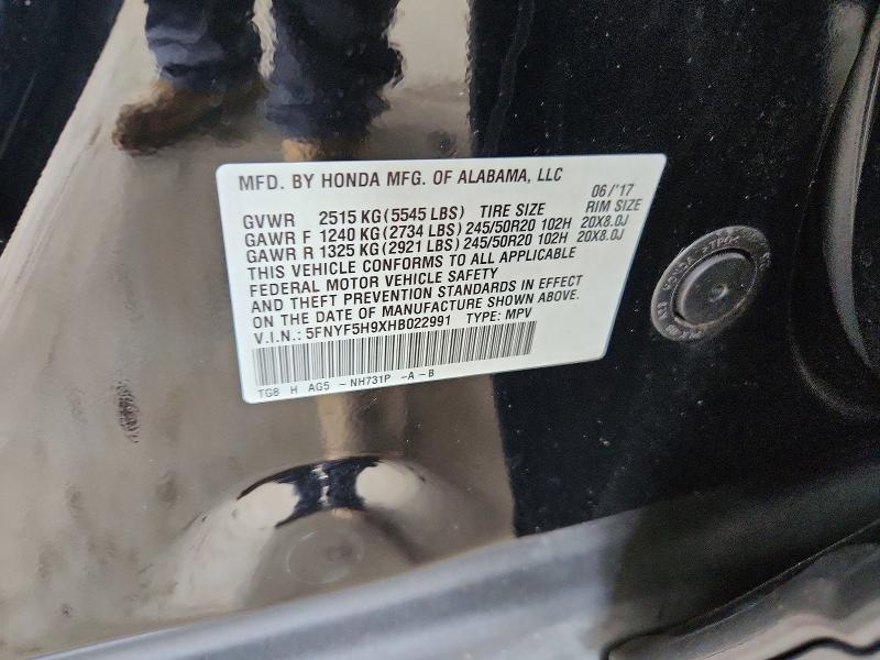 Продажа на аукционе авто 2017 Honda Pilot, vin: 5FNYF5H9XHB022991, номер лота: 67298046