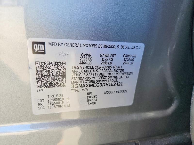 68589826 :رقم المزاد ، 3GNAXMEG0RS152421 vin ، 2024 Chevrolet Equinox مزاد بيع