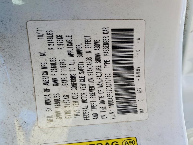 Aukcja sprzedaży 2012 Acura Tl, vin: 19UUA8F57CA017183, numer aukcji: 68592326