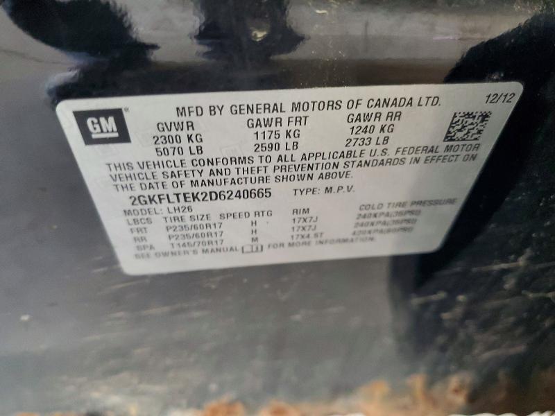 67358226 :رقم المزاد ، 2GKFLTEK2D6240665 vin ، 2013 Gmc Terrain مزاد بيع