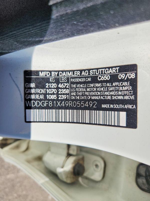 Продажа на аукционе авто 2009 Mercedes-benz C-class, vin: WDDGF81X49R055492, номер лота: 67674116
