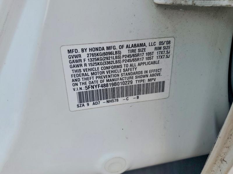Продаж на аукціоні авто 2009 Honda Pilot, vin: 5FNYF48819B010229, номер лоту: 67425956