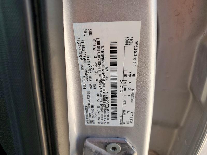 Продаж на аукціоні авто 2018 Ford Escape, vin: 1FMCU0F72JUC06612, номер лоту: 69125966