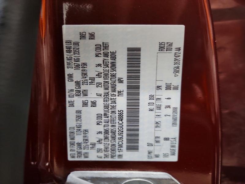 2016 Ford Escape მანქანა იყიდება აუქციონზე, vin: 1FMCU9J92GUC48865, აუქციონის ნომერი: 69960336