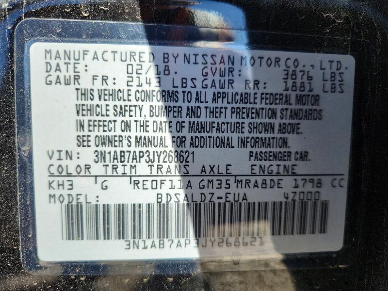 Продаж на аукціоні авто 2018 Nissan Sentra, vin: 3N1AB7AP3JY268621, номер лоту: 67843086