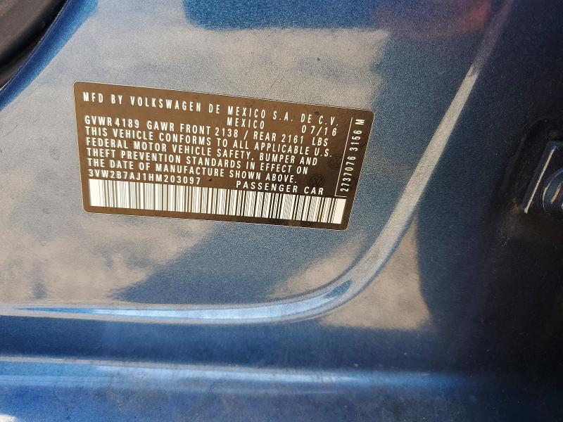 Продаж на аукціоні авто 2017 Volkswagen Jetta, vin: 3VW2B7AJ1HM203097, номер лоту: 70448796