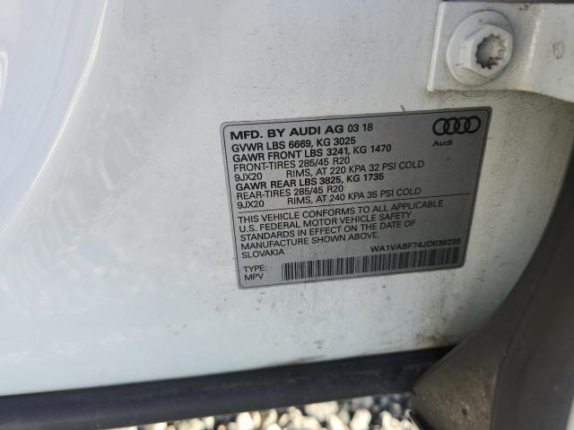 2018 Audi Q7 მანქანა იყიდება აუქციონზე, vin: WA1VABF74JD038239, აუქციონის ნომერი: 59410186