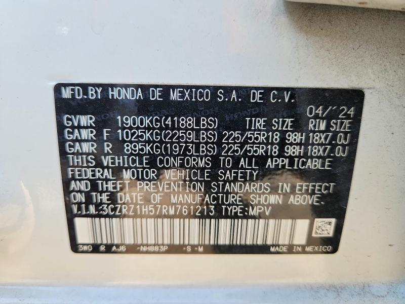 69629906 :رقم المزاد ، 3CZRZ1H57RM761213 vin ، 2024 Honda Hr-v مزاد بيع