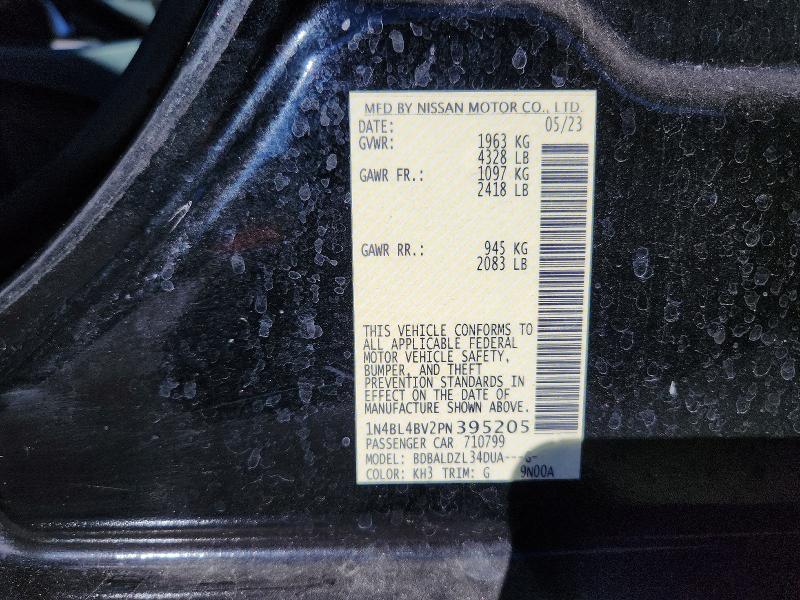 2023 Nissan Altima მანქანა იყიდება აუქციონზე, vin: 1N4BL4BV2PN395205, აუქციონის ნომერი: 70898256