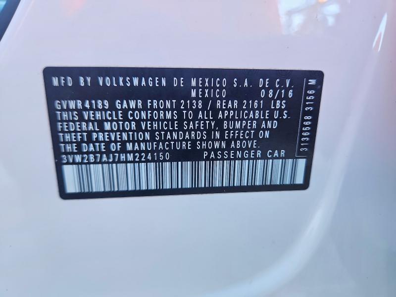 69727036 :رقم المزاد ، 3VW2B7AJ7HM224150 vin ، 2017 Volkswagen Jetta مزاد بيع