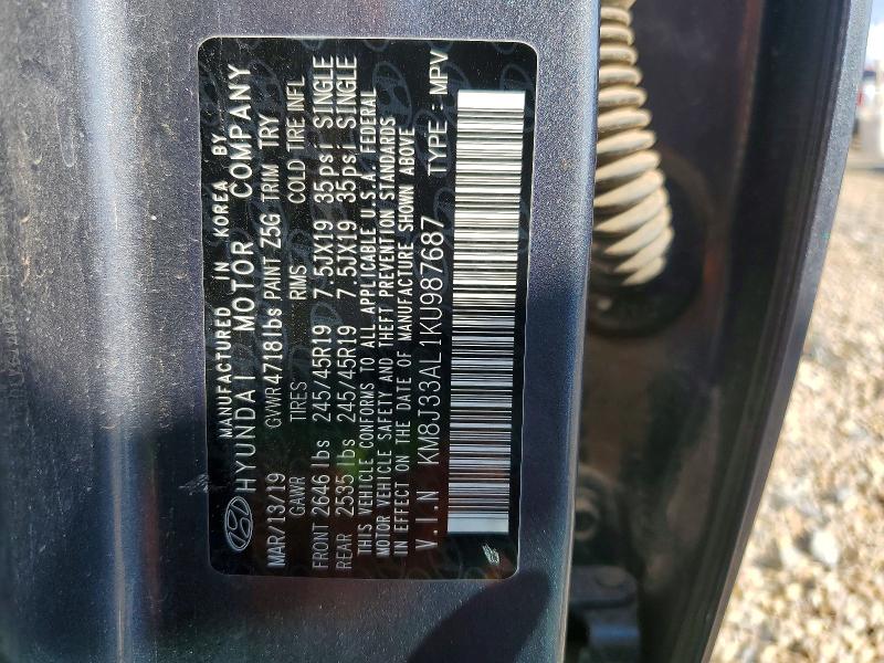 Продажа на аукционе авто 2019 Hyundai Tucson, vin: KM8J33AL1KU987687, номер лота: 68051926