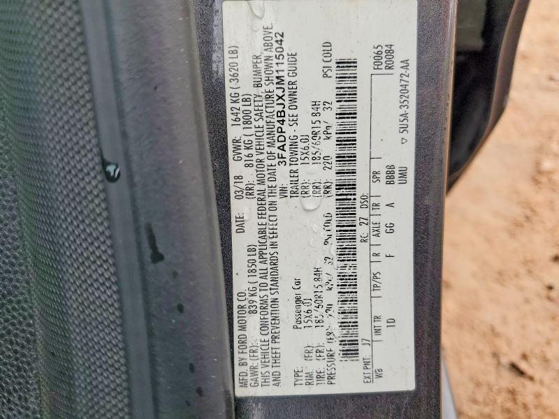 69852486 :رقم المزاد ، 3FADP4BJXJM115042 vin ، 2018 Ford Fiesta مزاد بيع