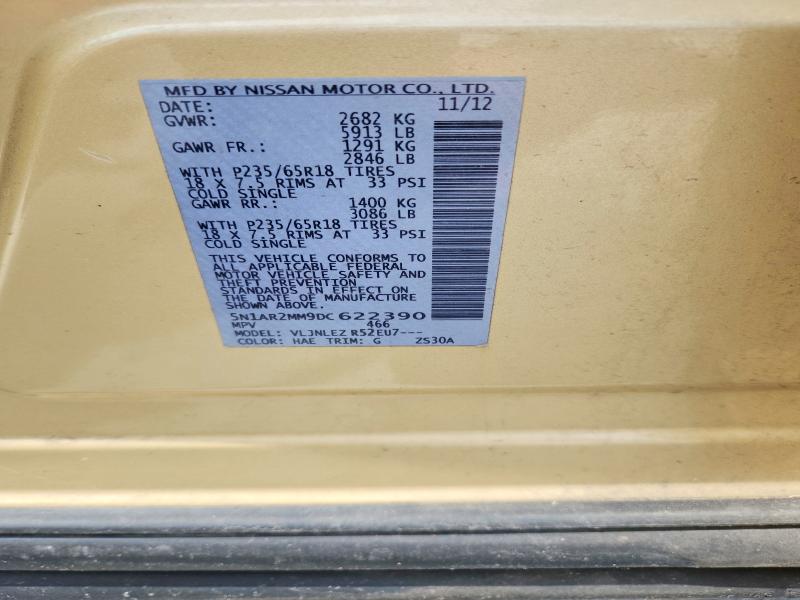 68300216 :رقم المزاد ، 5N1AR2MM9DC622390 vin ، 2013 Nissan Pathfinder مزاد بيع
