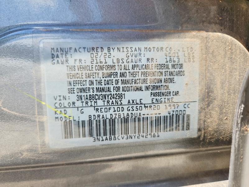 Aukcja sprzedaży 2022 Nissan Sentra, vin: 3N1AB8CV3NY242981, numer aukcji: 68076916