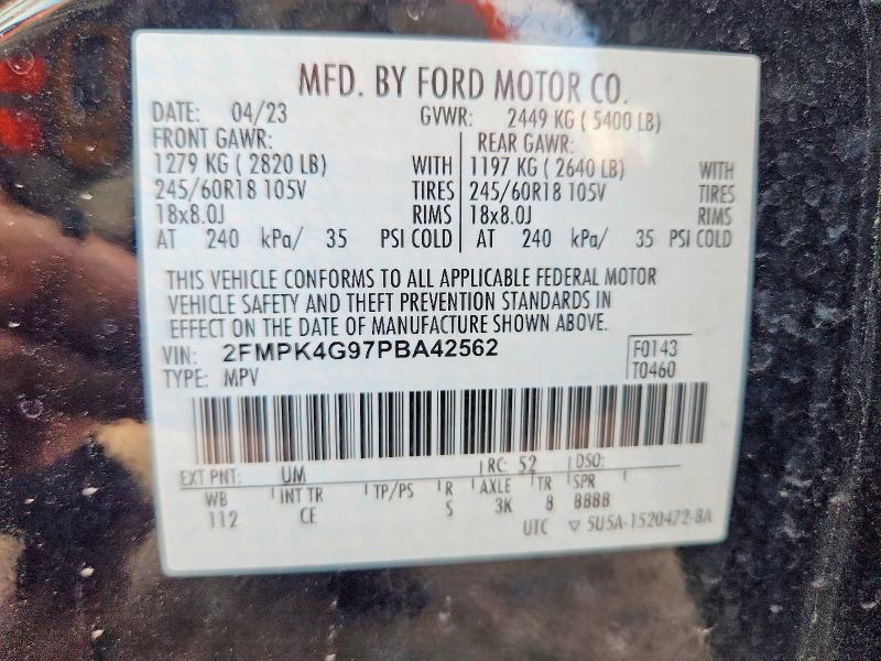 Aukcja sprzedaży 2023 Ford Edge, vin: 2FMPK4G97PBA42562, numer aukcji: 70551806