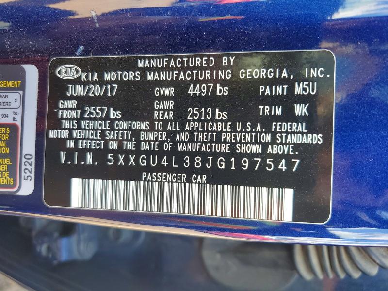 67386786 :رقم المزاد ، 5XXGU4L38JG197547 vin ، 2018 Kia Optima مزاد بيع