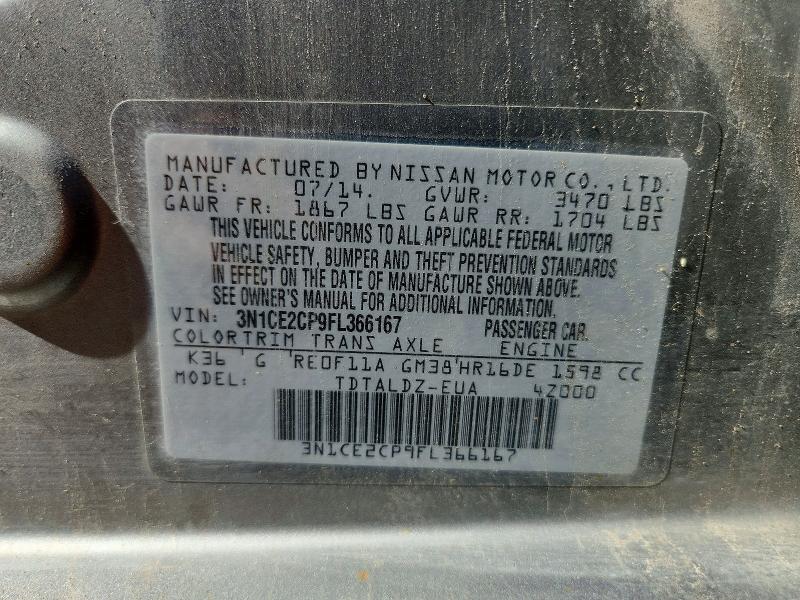 Продажа на аукционе авто 2015 Nissan Versa Note, vin: 3N1CE2CP9FL366167, номер лота: 70188026
