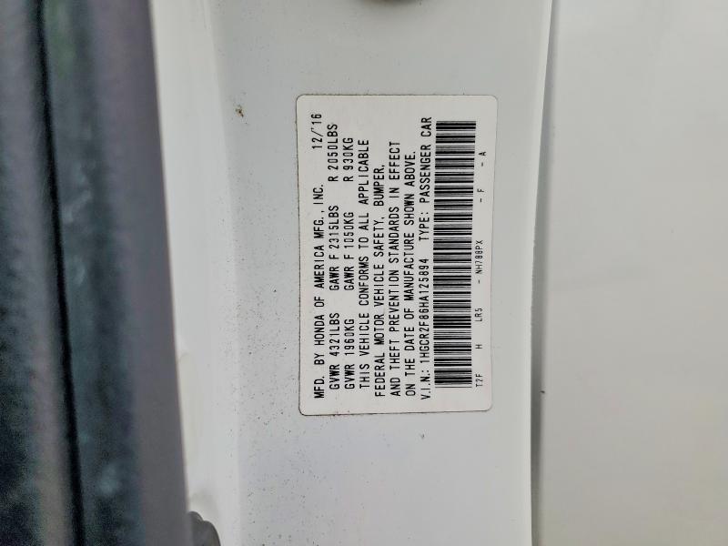 Продажа на аукционе авто 2017 Honda Accord, vin: 1HGCR2F86HA125894, номер лота: 67445426