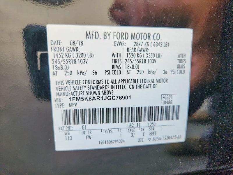 Продаж на аукціоні авто 2018 Ford Explorer, vin: 1FM5K8AR1JGC76901, номер лоту: 70568386