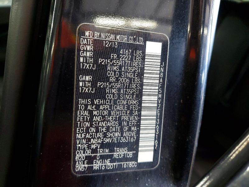 2014 Nissan Juke მანქანა იყიდება აუქციონზე, vin: JN8AF5MV7ET363167, აუქციონის ნომერი: 59407756