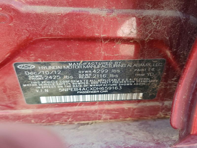 2013 Hyundai Sonata მანქანა იყიდება აუქციონზე, vin: 5NPEB4ACXDH659163, აუქციონის ნომერი: 70653056