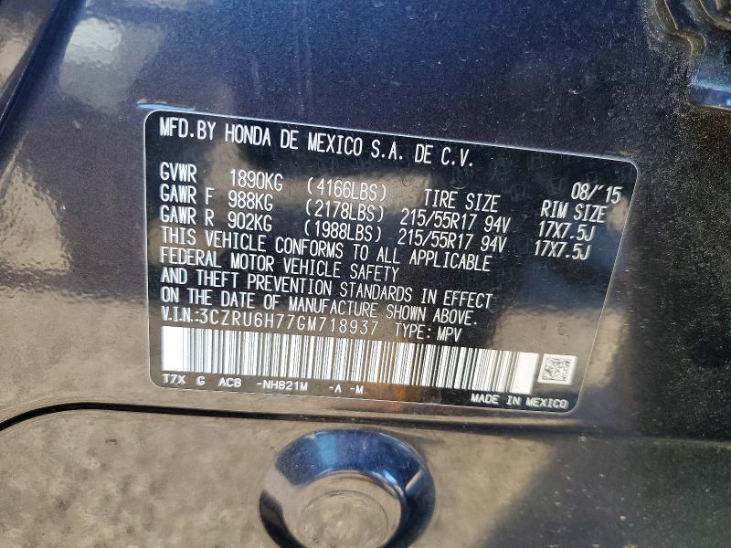 Aukcja sprzedaży 2016 Honda Hr-v, vin: 3CZRU6H77GM718937, numer aukcji: 68069086