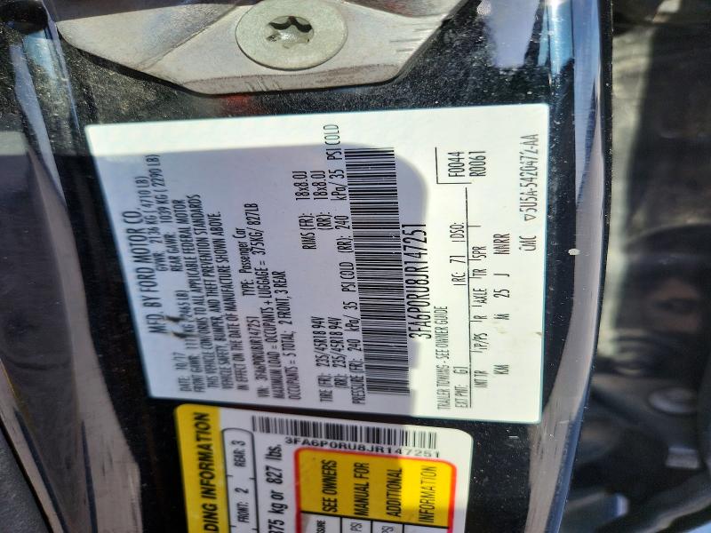 Продаж на аукціоні авто 2018 Ford Fusion, vin: 3FA6P0RU8JR147251, номер лоту: 70698336