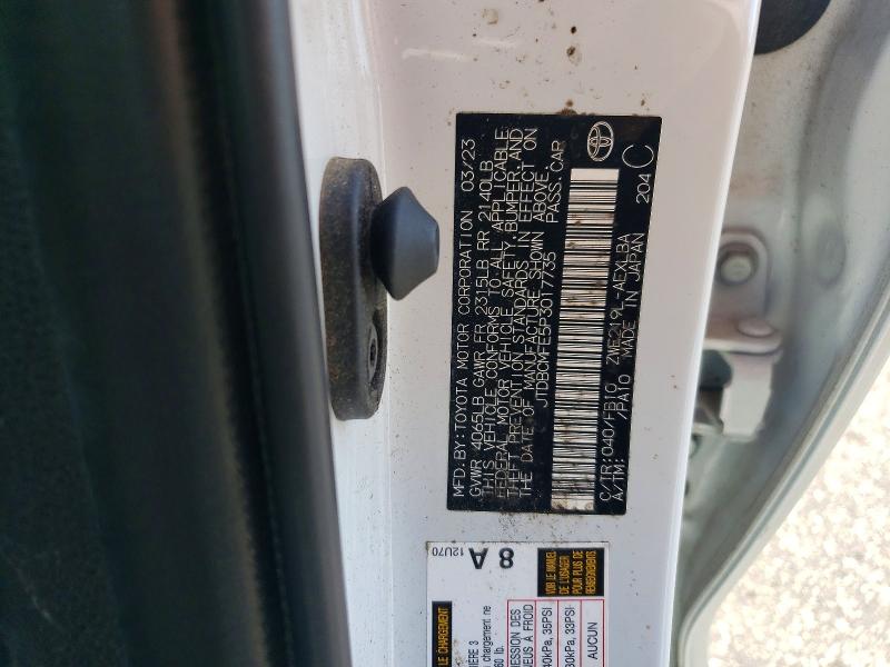Aukcja sprzedaży 2023 Toyota Corolla Hybrid, vin: JTDBCMFE5P3017735, numer aukcji: 69921936