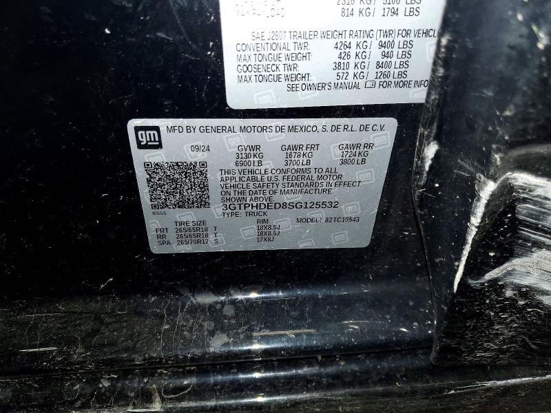 Aukcja sprzedaży 2025 Gmc Sierra, vin: 3GTPHDED8SG125532, numer aukcji: 67454416