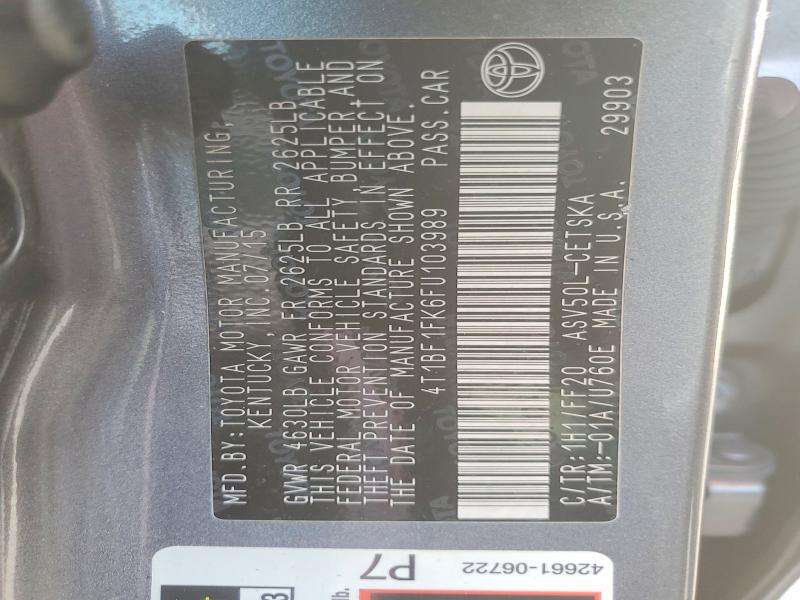Aukcja sprzedaży 2015 Toyota Camry, vin: 4T1BF1FK6FU103989, numer aukcji: 69572686