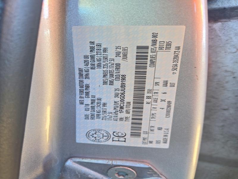 Aukcja sprzedaży 2018 Ford Escape, vin: 1FMCU0GD6JUB91908, numer aukcji: 67860816