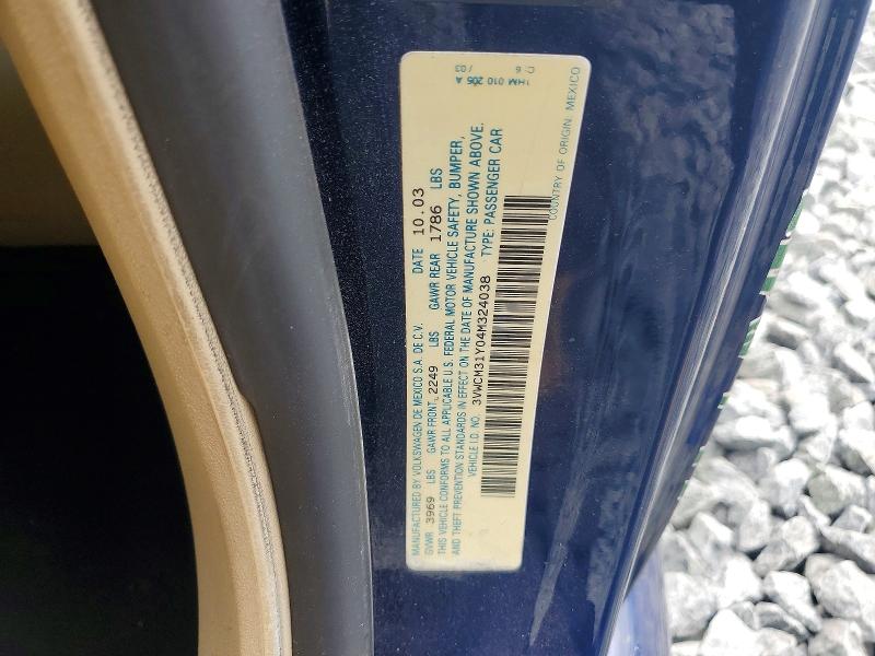 Aukcja sprzedaży 2004 Volkswagen New Beetle, vin: 3VWCM31Y04M324038, numer aukcji: 68615176