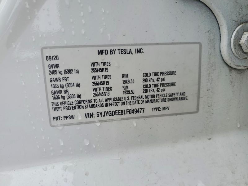 Aukcja sprzedaży 2020 Tesla Model Y, vin: 5YJYGDEE8LF049477, numer aukcji: 69288176