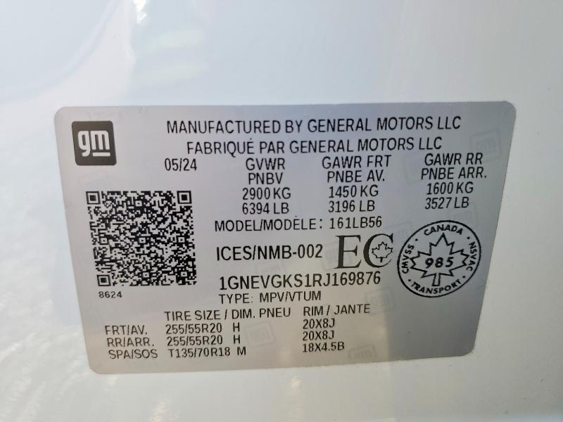 Продаж на аукціоні авто 2024 Chevrolet Traverse, vin: 1GNEVGKS1RJ169876, номер лоту: 69317336