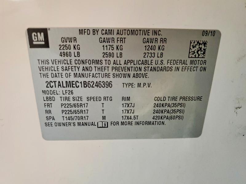 Aukcja sprzedaży 2011 Gmc Terrain, vin: 2CTALMEC1B6246396, numer aukcji: 68065306