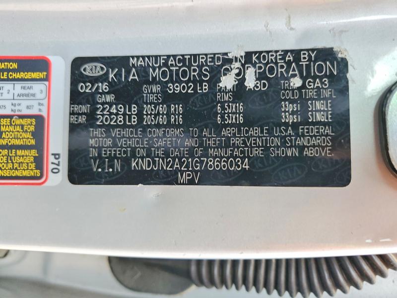 2016 Kia Soul მანქანა იყიდება აუქციონზე, vin: KNDJN2A21G7866034, აუქციონის ნომერი: 68234466