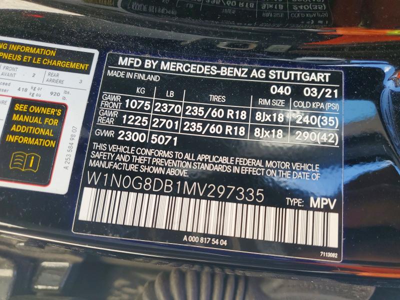 Продаж на аукціоні авто 2021 Mercedes-benz Glc, vin: W1N0G8DB1MV297335, номер лоту: 69642806