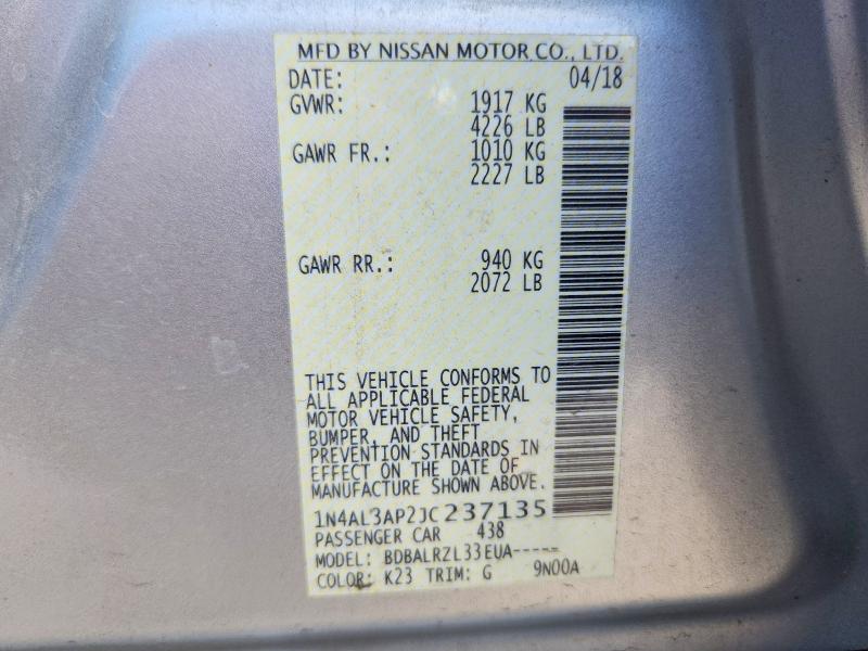 Aukcja sprzedaży 2018 Nissan Altima, vin: 1N4AL3AP2JC237135, numer aukcji: 67863446