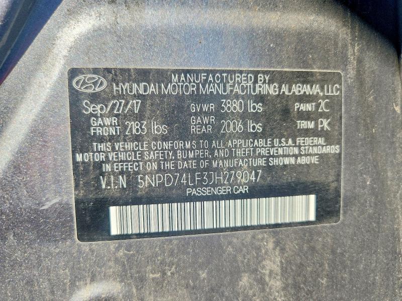 Aukcja sprzedaży 2018 Hyundai Elantra, vin: 5NPD74LF3JH279047, numer aukcji: 69241946