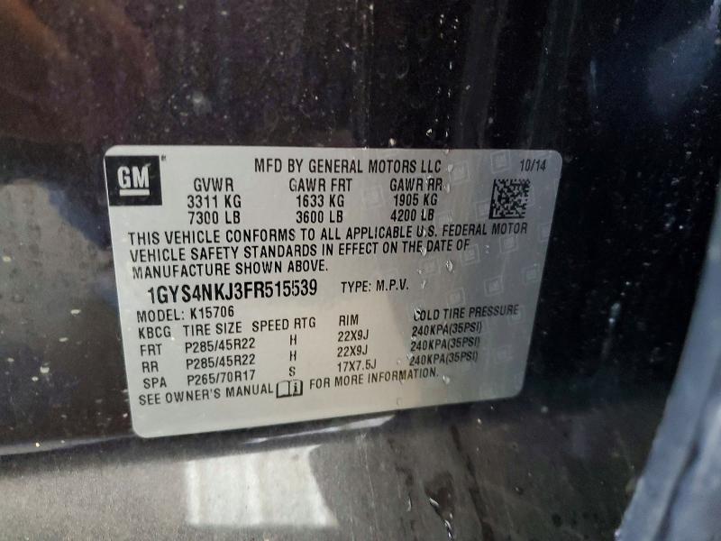 2015 Cadillac Escalade მანქანა იყიდება აუქციონზე, vin: 1GYS4NKJ3FR515539, აუქციონის ნომერი: 68644896