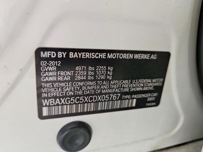 67766436 :رقم المزاد ، WBAXG5C5XCDX05767 vin ، 2012 Bmw 528 مزاد بيع